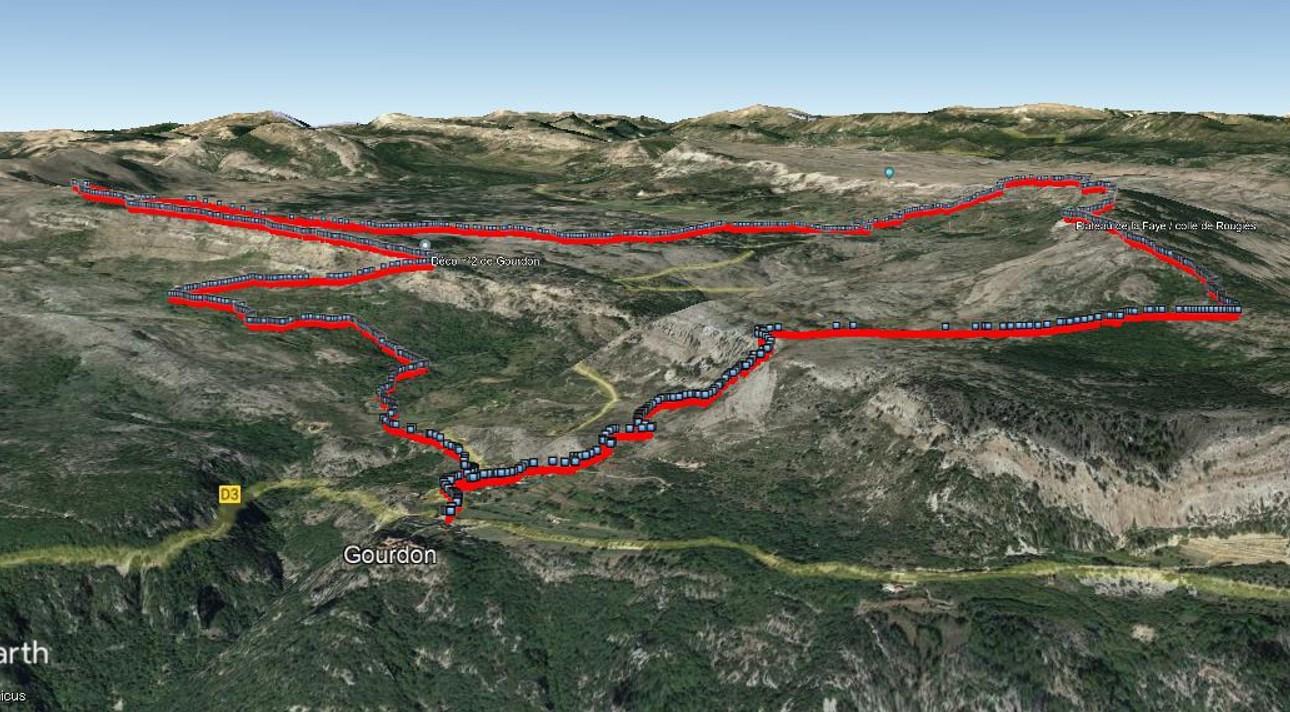 Trace 3d gourdon cretes de caussols