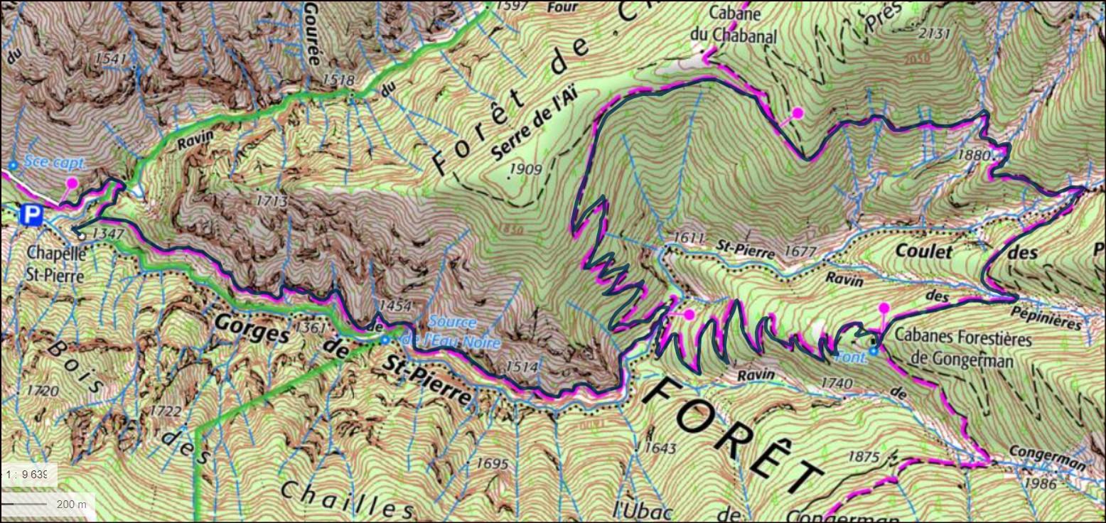 Trace gorges de st pierre